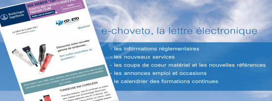 e-choveto n° 100 : nouvelle gamme de tondeuses - Taolia Vet à votre service - Coveto partenaire Vetericare - Coveto aide les dentistes - Partenariat Purina