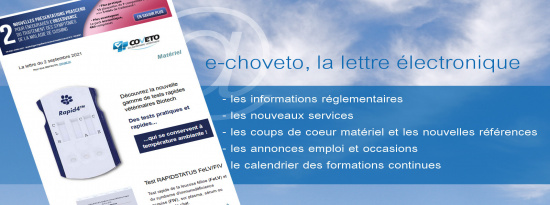 e-choveto n° 101 : Test rapides Biotech - Deux nouveaux aliments Calibra - Radiprotection - Livre de cave 2021 - Les rendez-vous de la rentrée