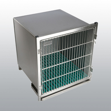 CAGE INOX AVEC BAC, CAILLEBOTIS ET PORTE INOX