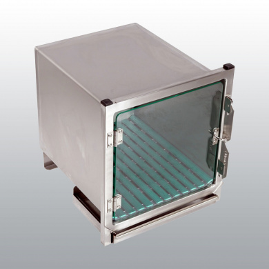 CAGE HOSPITALISATION INOX AVEC BAC, CAILLEBOTIS ET PORTE VERRE